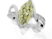 Marquise Bypass Solitaire Engagement Ring Setting for a Fancy Yellow Lab-Grown Diamond | Pavé Strands | Sterling Silver