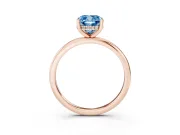 Fancy Blue Cushion Cut Diamond Solitaire Engagement Ring Set in Rose gold with Prong Setting and Polished Band
