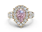 Pear-Shaped Halo Engagement Ring Setting for a Fancy Pink Lab-Grown Diamond | Graduated Channel Band | Yellow Gold