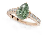Pear-Shaped Pavé Solitaire Engagement Ring Setting for a Fancy Green Lab-Grown Diamond | Crossover Gallery | Rose Gold