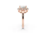 Princess Cut Cluster Halo Engagement Ring Setting | Large Round Accents | Rose Gold