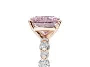 Radiant Cut Pavé Solitaire Engagement Ring Setting for a Fancy Pink Lab-Grown Diamond | Alternating Accents | Rose Gold
