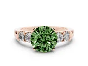Round Five Stone Engagement Ring Setting for a Fancy Green Lab-Grown Diamond | Rose Gold