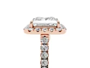 Princess Cut Halo Engagement Ring Setting | Pave Shoulders | Rose Gold