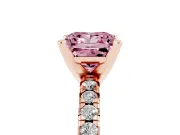 Princess Cut Pavé Solitaire Engagement Ring Setting for a Fancy Pink Lab-Grown Diamond | Rose Gold