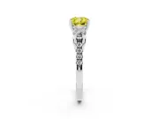 Cushion Cut 3-Stone Engagement Ring Setting for a Fancy Yellow Lab-Grown Diamond | Sterling Silver