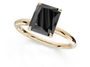 Radiant Cut Hidden Halo Engagement Ring Setting for a Black Center | Thin Plain Band | Yellow Gold