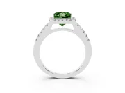 Fancy Green Princess Cut Diamond Halo Pavé Solitaire Ring Set in Platinum with Prong-Set Center Stone