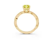 Fancy Yellow Cushion Cut Diamond Solitaire Ring Set in Yellow gold with Twisted Band and Bead Prong Setting