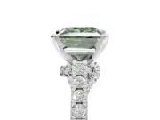 Princess Cut Pavé Solitaire Engagement Ring Setting for a Fancy Green Lab-Grown Diamond | Crossover Gallery | Platinum