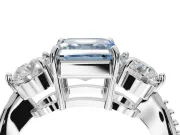 Asscher Cut Three Stone Engagement Ring Setting for a Fancy Blue Lab-Grown Diamond | Tapered Pave Band | White Gold