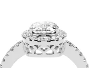 Oval Cut Diamond Pavé Band Halo Engagement Ring Set in Silver with Prong Setting