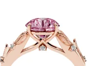 Round Leaf Solitaire Engagement Ring Setting for a Fancy Pink Lab-Grown Diamond | Rose Gold