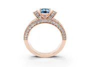 Emerald Cut Vintage Pave Engagement Ring Setting for a Fancy Blue Lab-Grown Diamond | Milgrain Edges | Rose Gold