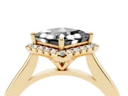 Princess Cut Halo Engagement Ring Setting for a Black Center | Plain Polished Band | Yellow Gold