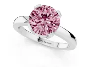 Fancy Pink Round Cut Diamond Solitaire Ring Set in White gold with Prong Head and Smooth Polished Band