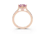 Round Floral Engagement Ring Setting for a Fancy Pink Lab-Grown Diamond | Pavé Band | Rose Gold