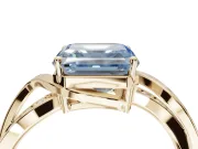 Asscher Cut Bypass Solitaire Engagement Ring Setting for a Fancy Blue Lab-Grown Diamond | Pavé Strands | Yellow Gold