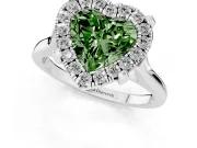 Heart-Shaped Claw Corner Halo Engagement Ring Setting for a Fancy Green Lab-Grown Diamond | Plain Band | Sterling Silver