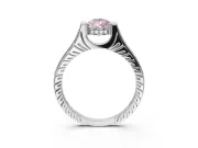Pear-Shaped Vintage Cathedral Engagement Ring Setting for a Fancy Pink Lab-Grown Diamond | Carved Band | Sterling Silver