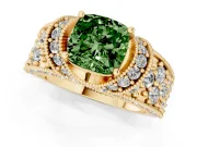 Cushion Cut Vintage Pave Engagement Ring Setting for a Fancy Green Lab-Grown Diamond | Milgrain Edges | Yellow Gold