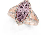 Marquise Split Shank Halo Engagement Ring Setting for a Fancy Pink Lab-Grown Diamond | Rose Gold