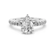 Pear-Shaped Pave Engagement Ring Setting | Shared Prong Band | Platinum