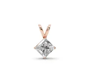 Princess Cut Lab-Grown Diamond Solitaire Pendant Necklace | Split Bail | Rose Gold