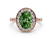 Oval Halo Engagement Ring Setting for a Fancy Green Lab-Grown Diamond | Bezel Stations | Rose Gold