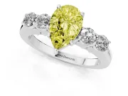 Pear-Shaped Close Set Five Stone Engagement Ring Setting for a Fancy Yellow Lab-Grown Diamond | Sterling Silver