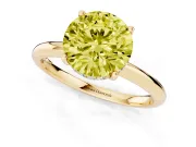 Round Micro-Prong Hidden Halo Engagement Ring Setting for a Fancy Yellow Lab-Grown Diamond | Plain Band | Yellow Gold