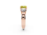 Asscher Cut Three Stone Engagement Ring Setting for a Fancy Yellow Lab-Grown Diamond | Wide Plain Band | Rose Gold