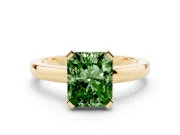 Radiant Cut Solitaire Engagement Ring Setting for a Fancy Green Lab-Grown Diamond | Flat Tab Prongs | Yellow Gold