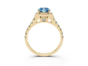Cushion Cut Accented Halo Engagement Ring Setting for a Fancy Blue Lab-Grown Diamond | Yellow Gold