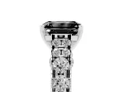 Emerald Cut Graduated Cathedral Engagement Ring Setting for a Black Center | Side Stones | Platinum