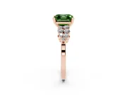 Fancy Green Asscher Cut Diamond Cluster Engagement Ring Set in Rose gold with Pavé Band and Prong Setting