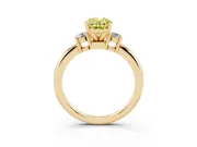 Oval Three Stone Engagement Ring Setting for a Fancy Yellow Lab-Grown Diamond | Round Side Stones | Yellow Gold