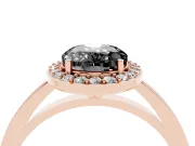 Oval Thin Halo Low Profile Engagement Ring Setting for a Black Center | Slim Plain Band | Rose Gold