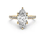 Marquise Hidden Halo Pave Engagement Ring Setting | Claw Prongs | Yellow Gold