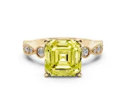 Asscher Cut Vintage Engagement Ring Setting for a Fancy Yellow Lab-Grown Diamond | Yellow Gold