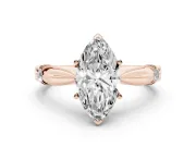 Marquise Floral Solitaire Engagement Ring Setting | Sculpted Leaf Shoulders | Rose Gold