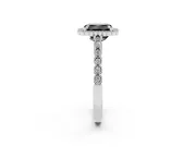 Radiant Cut Milgrain Halo Engagement Ring Setting for a Black Center | Sterling Silver
