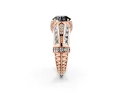 Round Vintage Milgrain Engagement Ring Setting for a Black Center | Hidden Halo | Rose Gold