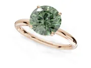 Round Hidden Halo Ring Setting for a Fancy Green Lab-Grown Diamond | Rose Gold