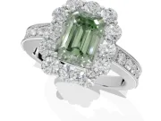 Emerald Cut Vintage Halo Engagement Ring Setting for a Fancy Green Lab-Grown Diamond | White Gold