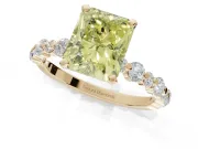 Radiant Cut Pavé Engagement Ring Setting for a Fancy Yellow Lab-Grown Diamond | Alternating Accents | Yellow Gold