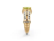 Fancy Yellow Emerald Cut Diamond Vintage-Inspired Milgrain Ring Set in Yellow gold with Accent Split Shank