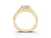 Princess Cut Half Bezel Solitaire Engagement Ring Setting | Wide Band | Yellow Gold