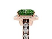 Radiant Cut Accented Halo Engagement Ring Setting for a Fancy Green Lab-Grown Diamond | Rose Gold