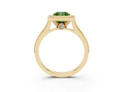 Radiant Cut Vintage Milgrain Halo Engagement Ring Setting for a Fancy Green Lab-Grown Diamond | Bezel Head | Yellow Gold